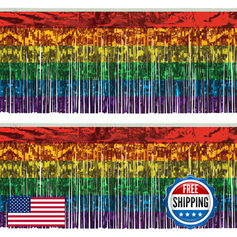 Beistle Rainbow Metallic Fringe Multi-Color 1-Ply Hanging Decorations For Pride
