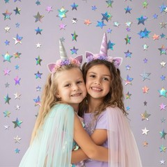 Iridescent Star Garland 156ft – Holographic Streamer Banner for Space Birthday P
