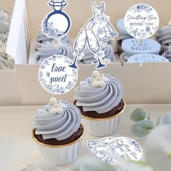 20 PCS Something Blue Before I Do Cupcake Toppers Bridal Shower Cake Decor
