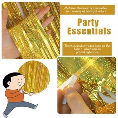 3 Pack Gold Backdrop Birthday Decorations Foil 3.28 ft x 6.56 ft,