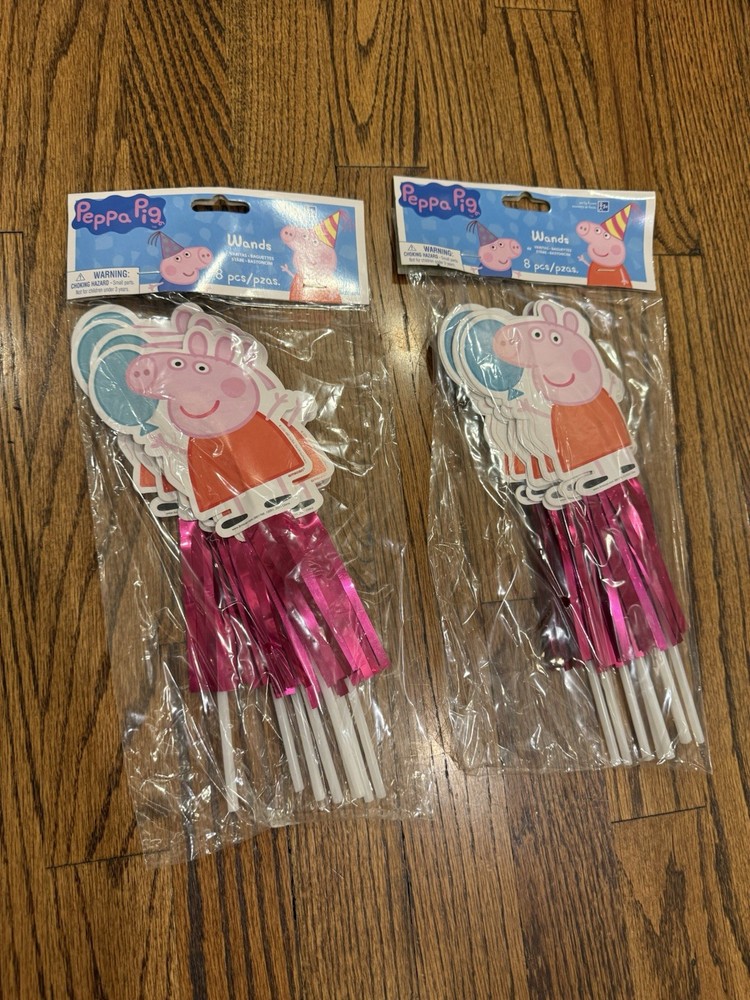 2 NEW packs PEPPA PIG birthday party wands 8 ct each party favors