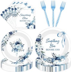 Something Blue Bridal Themed Disposable Tableware (Plates, Napkins, Forks)