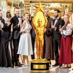 1 Pcs 5.9 Ft Trophy Award Stand up Cardboard Cutout Gold Star Award Status Ph…