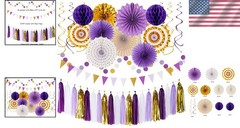 Elegant Purple Gold Party Decor – 33pcs Assortment