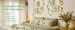 Vines with Fairy Lights,13ft Eucalyptus Garland String Lights USB/Battery