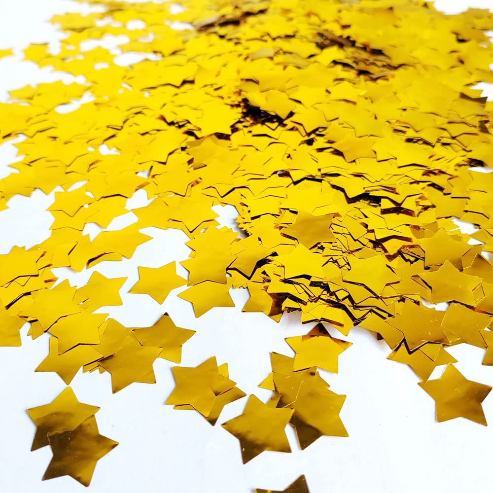 3.52 oz Gold Shiny Star Confetti 0.6 Inch Table Metallic Sequin Party Decor