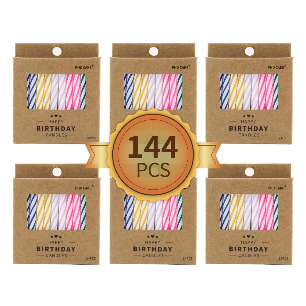 PHD CAKE 144-Count Multicolored 2.3 inches, Pink, Green, White, Yellow, Blue
