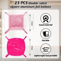 25 PCS Rose Red & Pink Square Foil Balloons Wall Backdrop- Arch Tunnel Decora…
