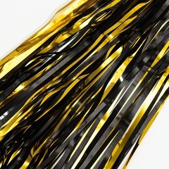 Black and Gold Party Streamers Decoration – GREATRIL Foil Fringe Backdrop for…