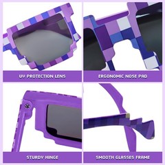 24 Pack Pixel Sunglasses, 8 Colors Video Game Style Glasses Party Favors for …
