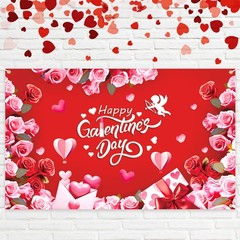 Large 71 X 43 Inch Happy Galentines Day Backdrop Banner, Red Pink Galentines Day