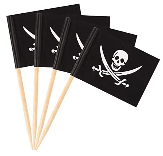 200 Pieces Pirate Cocktail Toothpicks Flags Cake Toppers for Food, Appetizer,