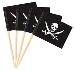 200 Pieces Pirate Cocktail Toothpicks Flags Cake Toppers for Food, Appetizer,