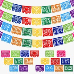 Mexican Papel Picado Banner, 4Pack 72ft, Cinco de Mayo Day of Dead