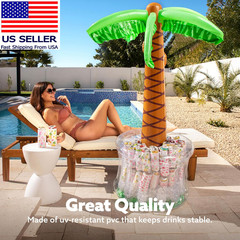 60″ Inflatable Palm Tree Cooler, Beach Theme Decor, Pool Party Decorations, Luau