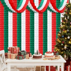 JULMELON 12 PCS Christmas Streamers Decorations, Hanging Red and Green Streamers