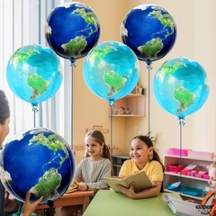 22″ Globe Balloons – Pack of 6 | Earth Balloons for Travel Party, Back to School