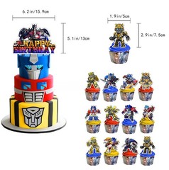 Transformer Theme Birthday Party Supplies Balloon Banner Cake Toppers