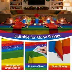 4 Pack Rainbow Rectangular Tablecloths 54×108 Inch Carnival Party Decor