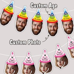 Personalized Birthday Party Banner with Name,Age &Photo – Custom Numbered Years◐