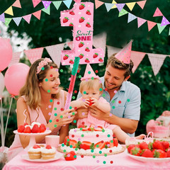 Strawberry Birthday Decorations, Sweet One Number 1 Pinata with Stick Blindfold