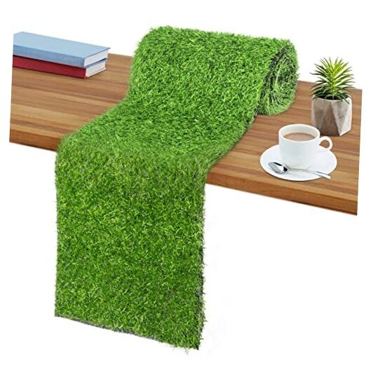 Grass Table Runner Green Fake Faux Grass Table Decoration for 12 x 108 Inch