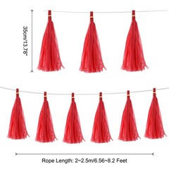 15Pcs Red Tassel Garland Banner with Rope