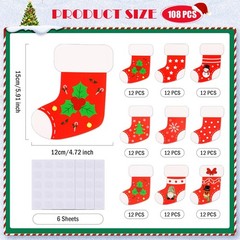 108 PCS Christmas Stocking Paper Cutouts 5.91×4.72 Inch 9 Styles Decor