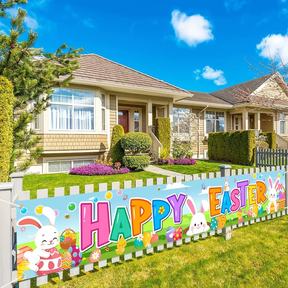 Happy Easter Banners, Outdoor/Indoor Decorations, 118′ x 20′, Easter Theme Pa…