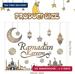 Faccito Ramadan Decorations Ramadan Eid Mubarak Kareem Stickers, Islamic Wall De