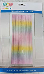 321 Party! Rainbow Fringe Backdrop 3.25 FT X 6.5 Ft Plastic Strands NEW