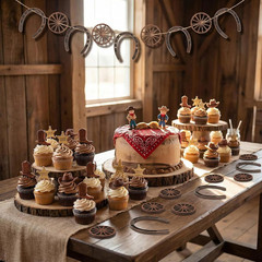 16Pcs Mini Horseshoes Wagon Wheel Decor, Lucky Western Theme Party Decorations w