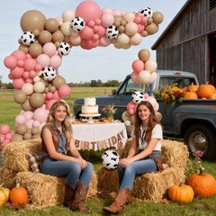 Pink Cow Balloon Arch Kit with Brown Sand White Nude Pastel Pink Brown Cow Pr…