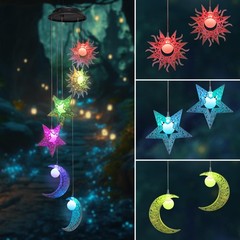 Tryme Solar Wind Chimes with Sun Moon Star Color Changing Windchimes, Outdoor…