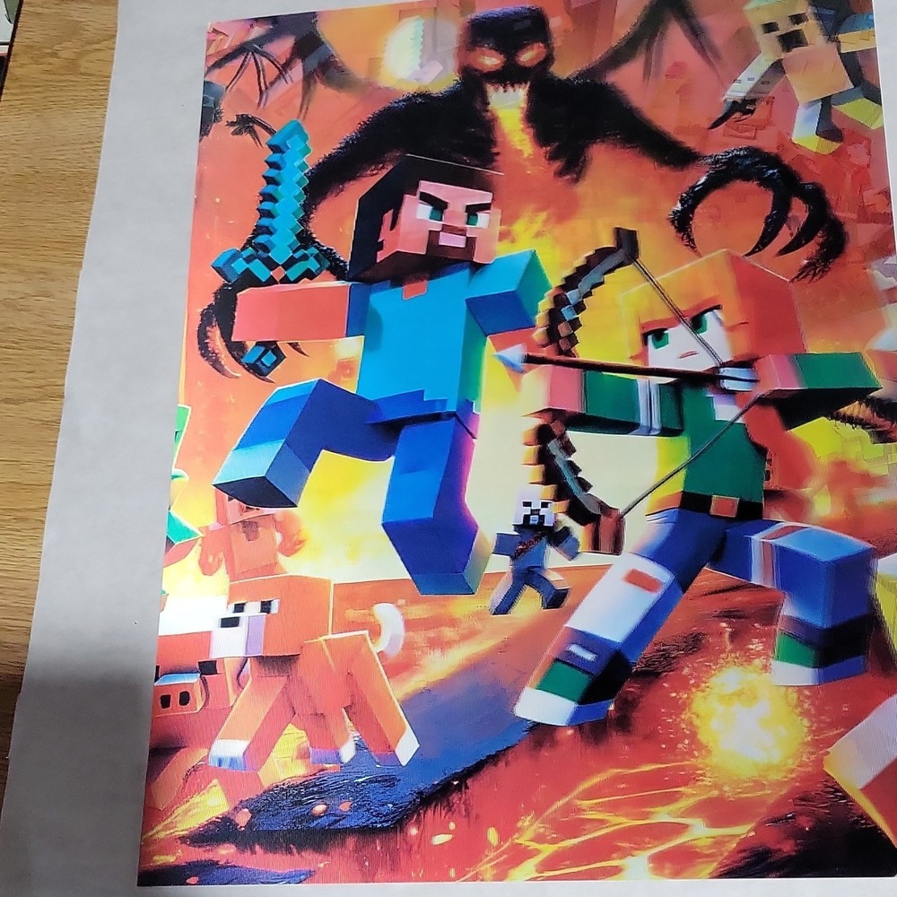 Minecraft 3d Lenticular Poster, Depicts Multiple Images As Shown. 16×12