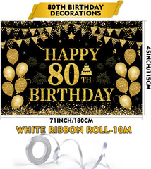 80Th Birthday Decorations for Men Women – Happy 80Th Birthday Banners Decoration