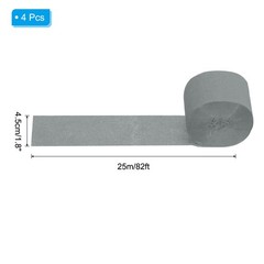 1.8 Inch Crepe Paper Streamer, 4 Roll 328ft Crepe Paper Sheet, Light Grey