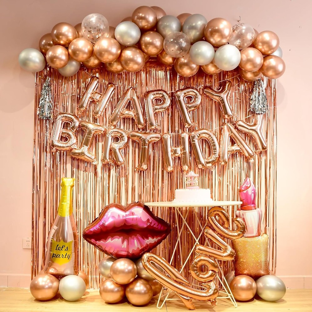 Rose Gold birthday decorations for women ，happy birthday party decorations fo…