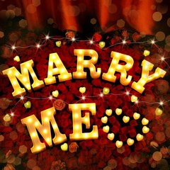 Romantic ‘Marry Me’ LED Letter Lights & 24 Candles for Perfect Proposals