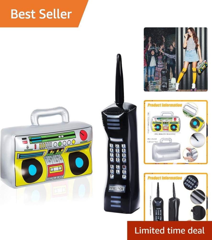 Retro Inflatable Boombox and Mobile Phone Props – Perfect for 80s & 90s Parties