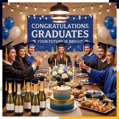 48 PCS Mini Black Felt Graduation Cap Cupcake Bottle Toppers Party Decor