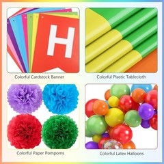Rainbow Birthday Decorations, 104Pcs Colorful Birthday Party Decorations for …