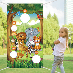 Fun Wild Animal Cornhole Birthday Party Bag Toss Game Forest Animal Sack Toss