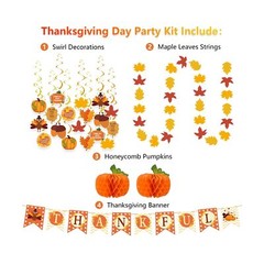 DAZONGE 40PCS Fall Thanksgiving Decor, Pre-Assembled Thanksgiving Banner & Ga…