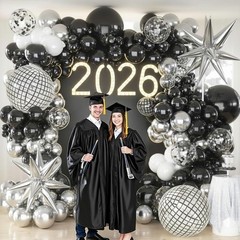 Black Silver Balloons Arch Garland Kit,Black Silver White Balloons Disco Balloon