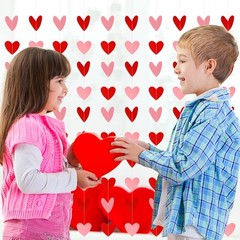 10 Pack Valentines Red Pink Heart Hanging Garland Banners Paper Heart Hanging St