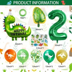 Green Dinosaur 2nd Decorations include Number 2 Balloon Large Happy Dinosaur …