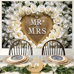 5x7FT/5x3FT Mr & Mrs Backdrop Wedding Valentine’s Day Backgrounds Photo Booths