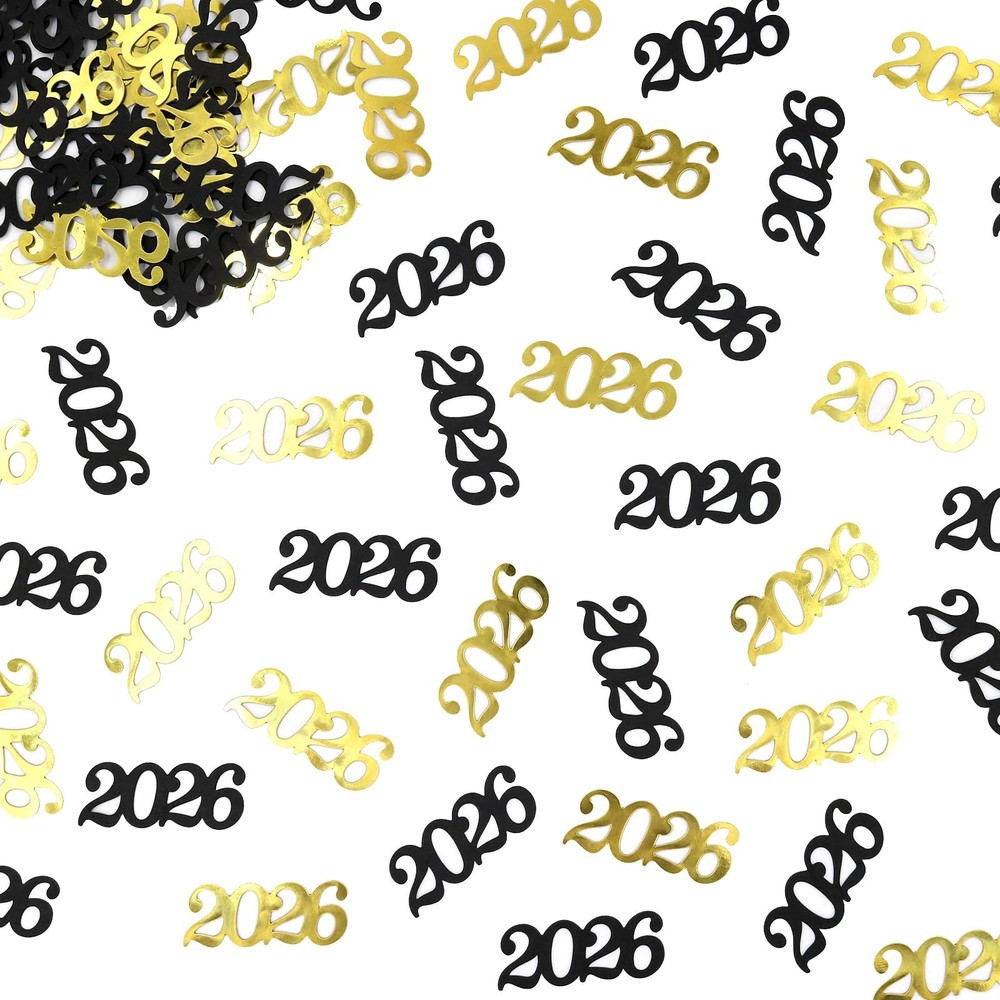 120 PCS Black Gold Graduation Confetti Class Of 2026 New Years Eve Supplies