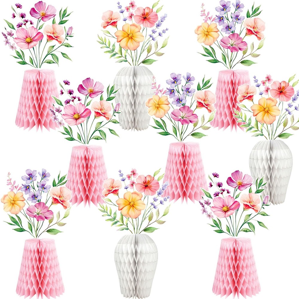 Wildflower Honeycomb Centerpieces Floral Vase Table Birthday Decorations 9 PCS